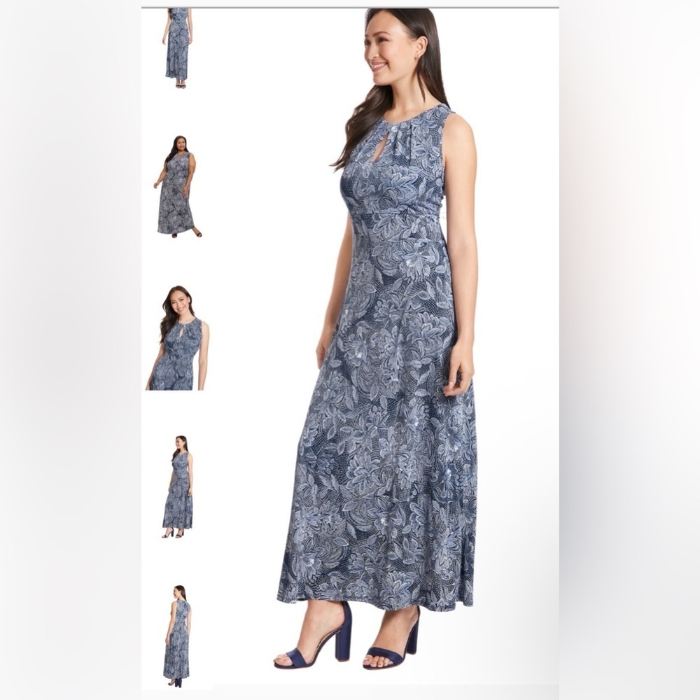 Maggy London Navy Floral Maxi Dress